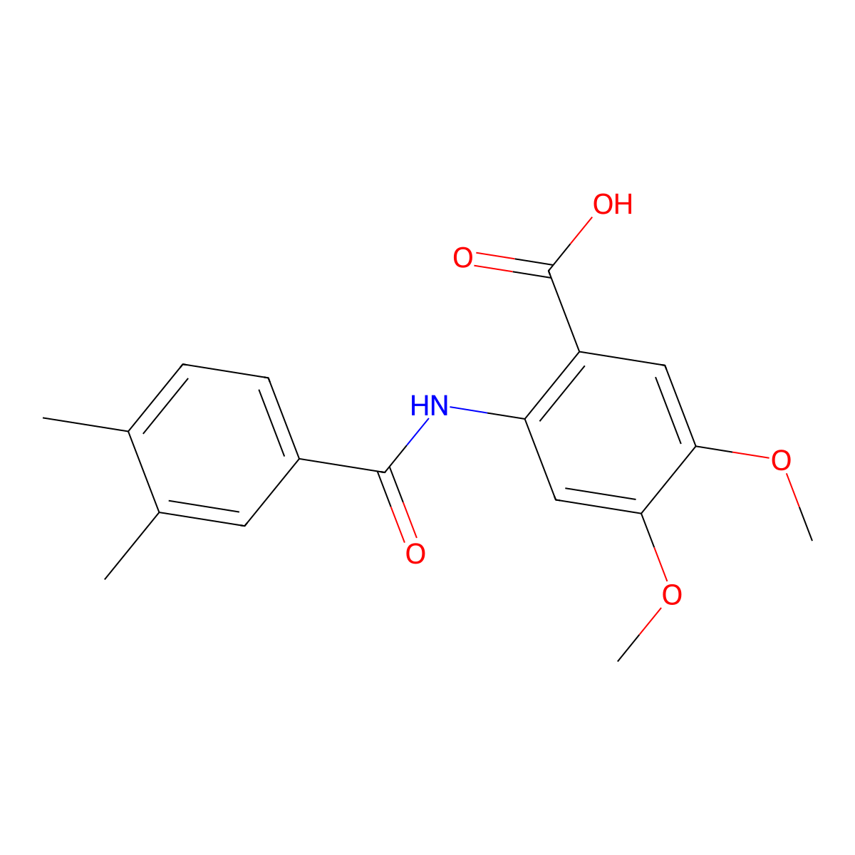 2-[(3,4-Dimethylphenyl)carbonylamino]-4,5-dimethoxybenzoic acid molecular structure, CAS 712338-29-9