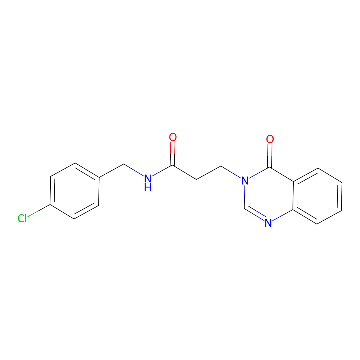 N-(4-chlorobenzyl)-3-(4-oxoquinazolin-3(4H)-yl)propanamide molecular structure, CAS 712338-49-3