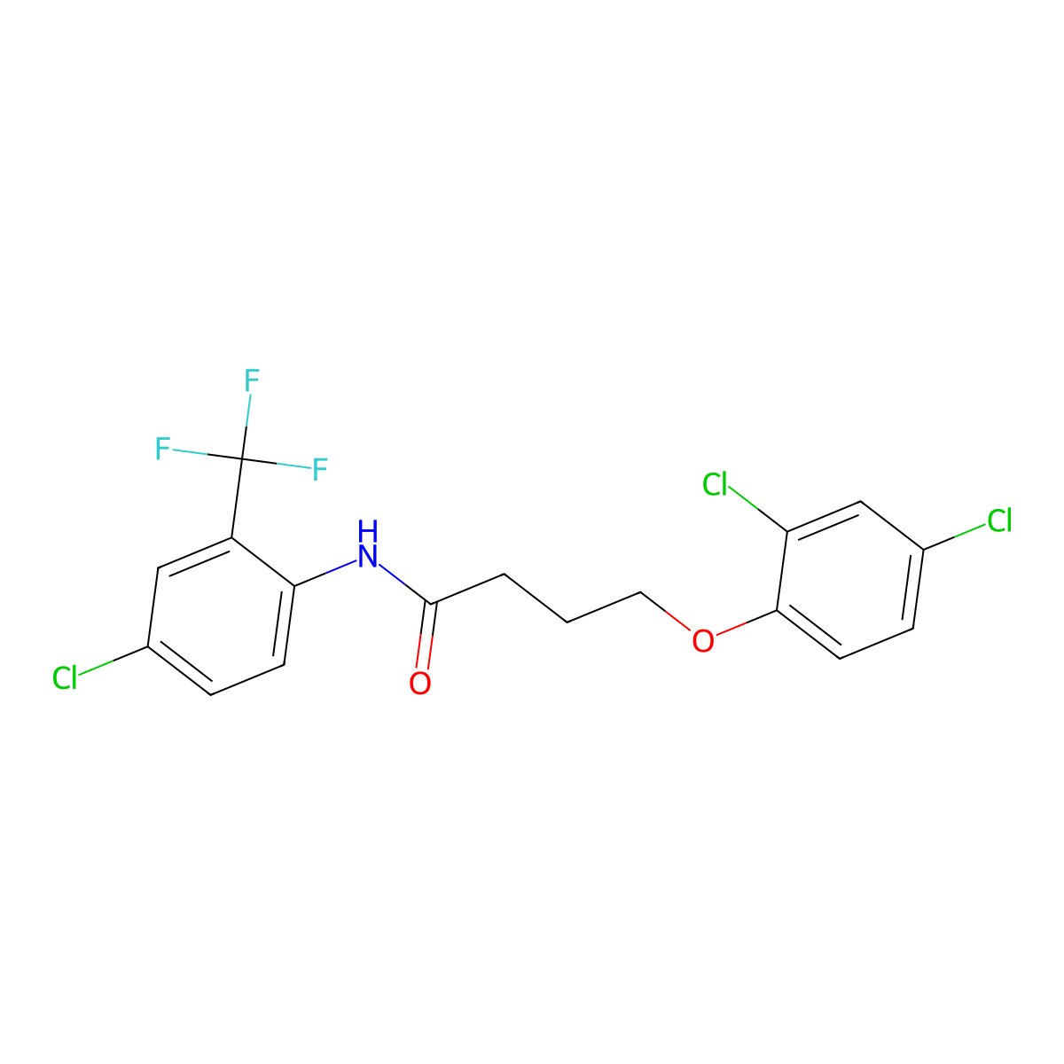 N-[4-chloro-2-(trifluoromethyl)phenyl]-4-(2,4-dichlorophenoxy)butanamide molecular structure, CAS 712339-07-6