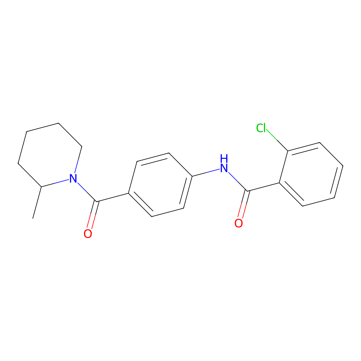 2-chloro-N-[4-(2-methylpiperidine-1-carbonyl)phenyl]benzamide molecular structure, CAS 712339-17-8