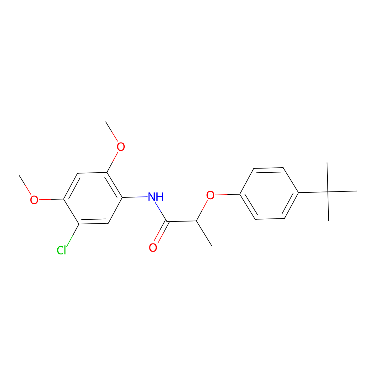 2-(4-tert-butylphenoxy)-N-(5-chloro-2,4-dimethoxyphenyl)propanamide molecular structure, CAS 712340-93-7