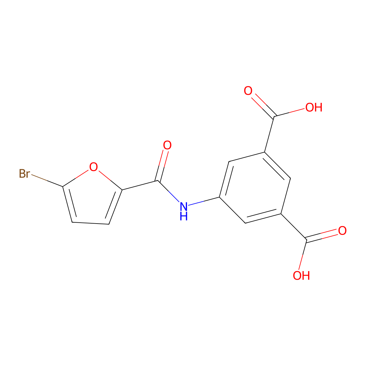 5-{[(5-Bromofuran-2-yl)carbonyl]amino}benzene-1,3-dicarboxylic acid molecular structure, CAS 712341-85-0