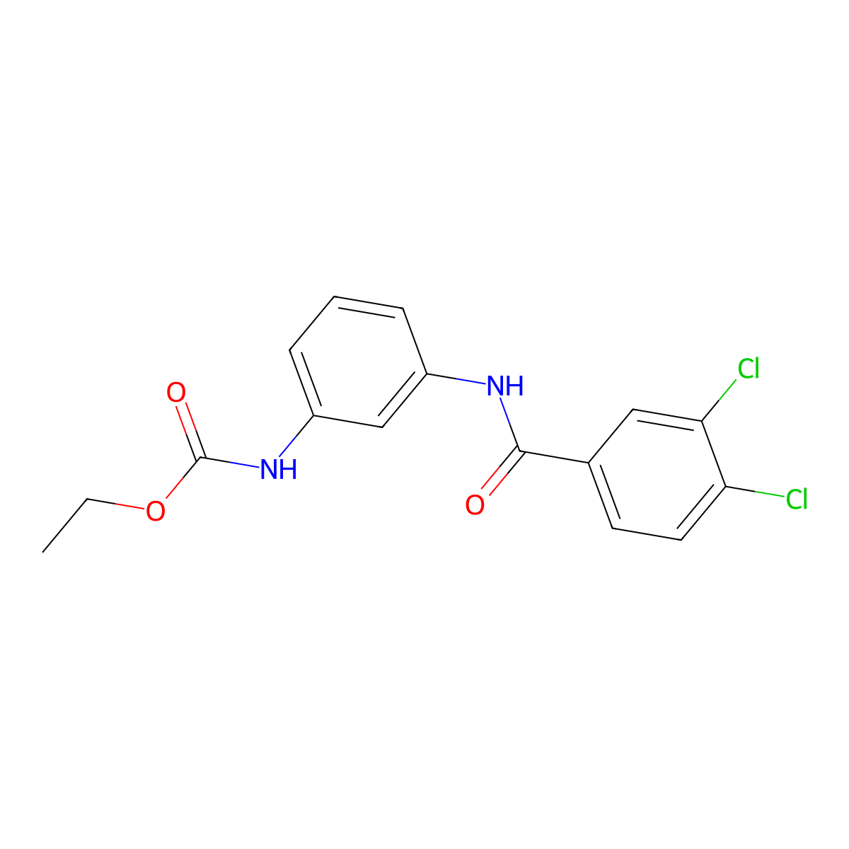 Ethyl 3-[(3,4-dichlorobenzoyl)amino]phenylcarbamate molecular structure, CAS 712344-20-2