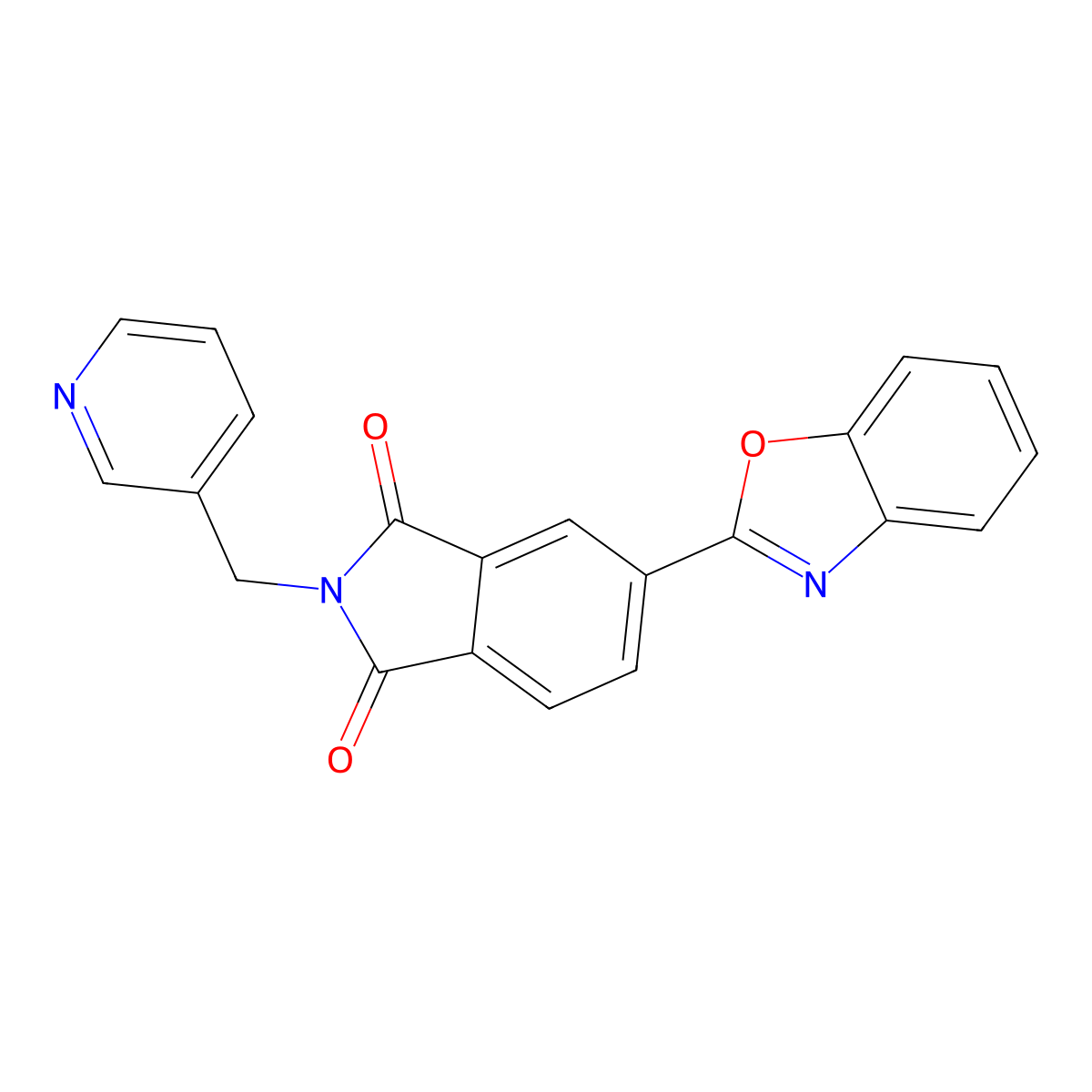 5-(1,3-Benzoxazol-2-yl)-2-(pyridin-3-ylmethyl)isoindole-1,3-dione molecular structure, CAS 712344-23-5