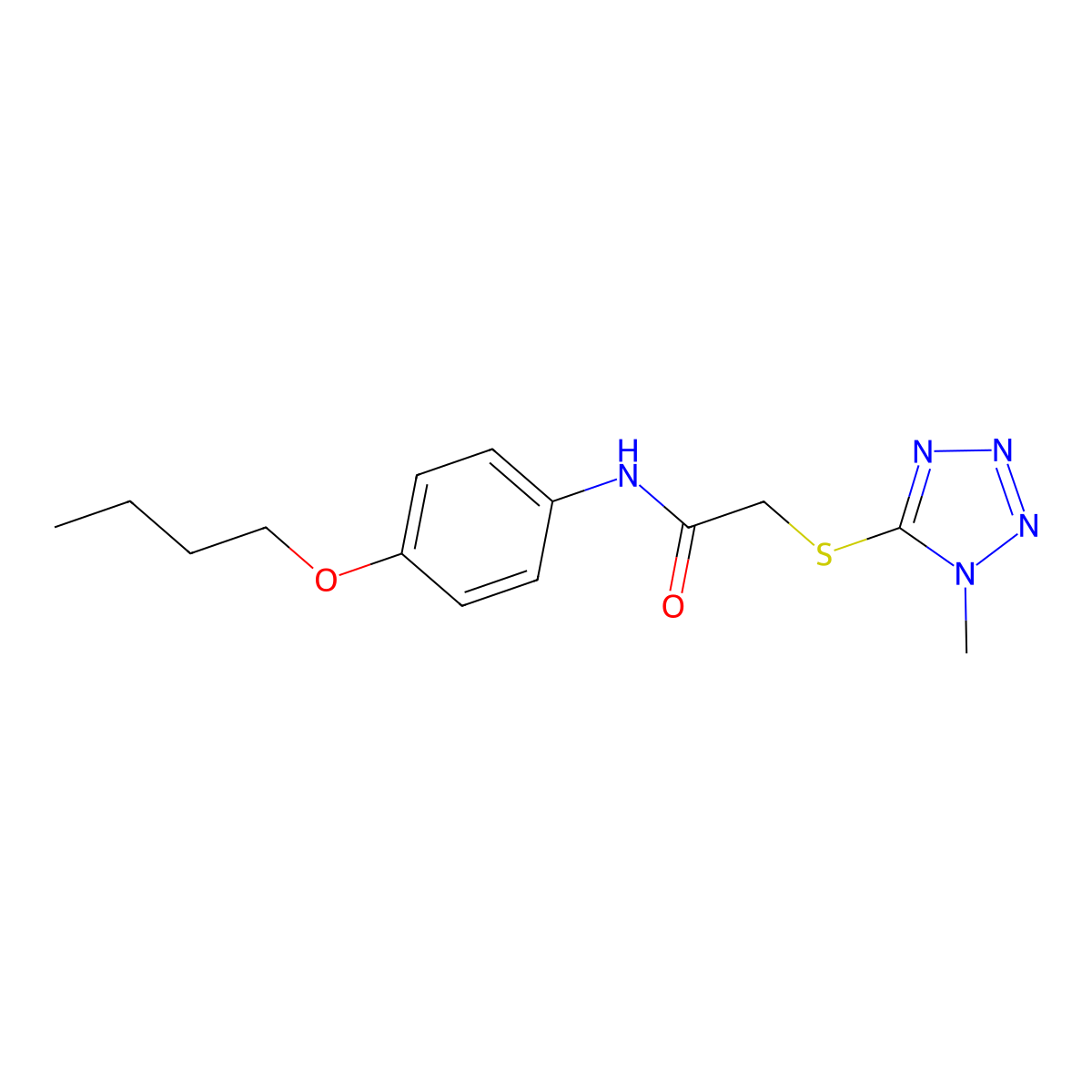 N-(4-butoxyphenyl)-2-(1-methyltetrazol-5-yl)sulfanylacetamide molecular structure, CAS 712344-76-8