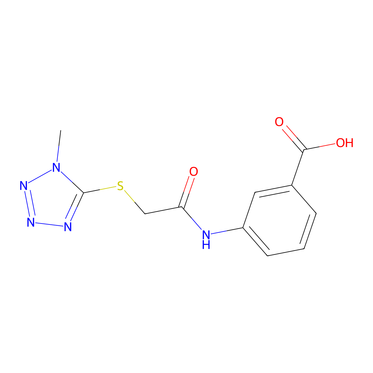 3-[[2-(1-methyltetrazol-5-yl)sulfanylacetyl]amino]benzoic Acid molecular structure, CAS 712344-77-9