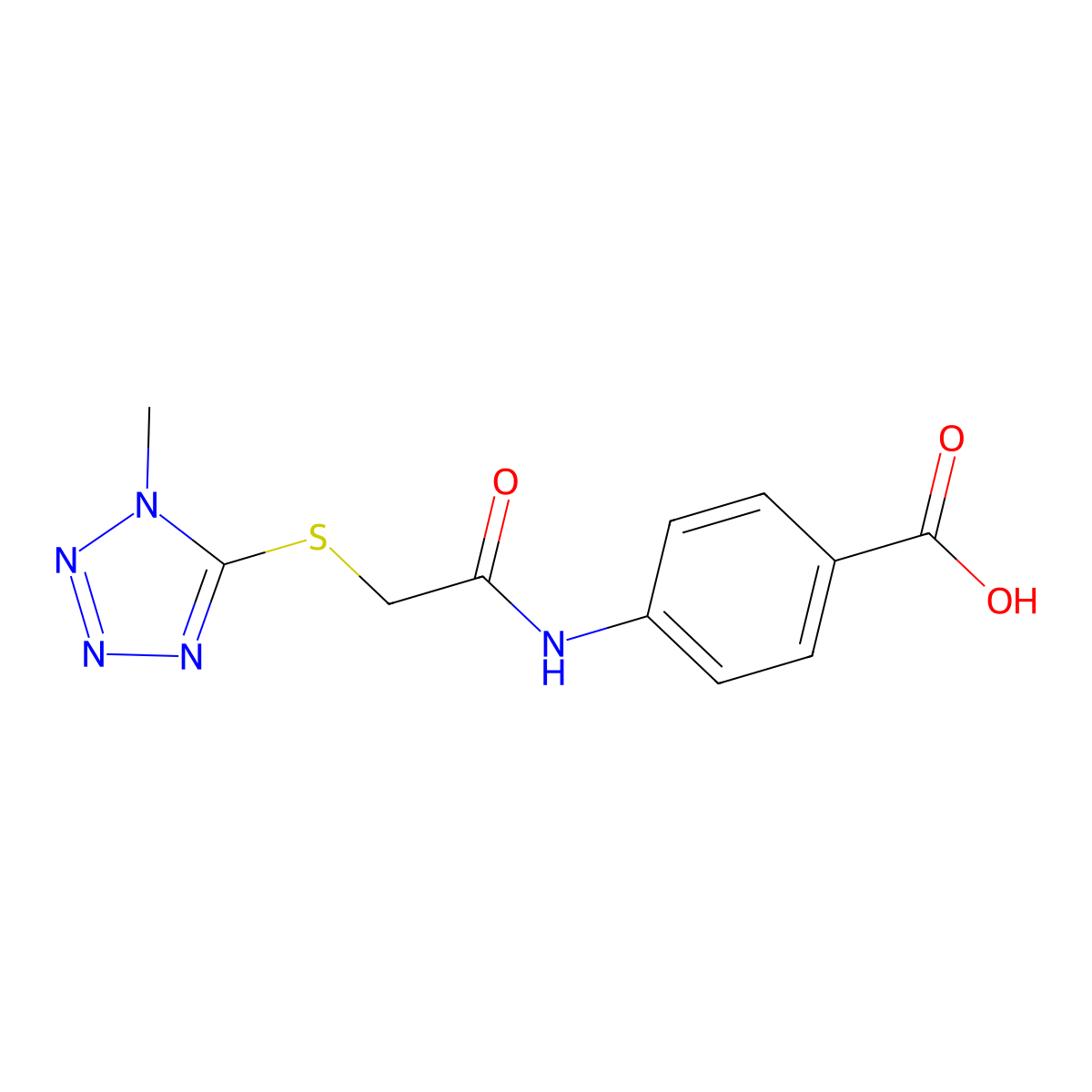 4-{2-[(1-methyl-1H-1,2,3,4-tetrazol-5-yl)sulfanyl]acetamido}benzoic acid molecular structure, CAS 712344-78-0