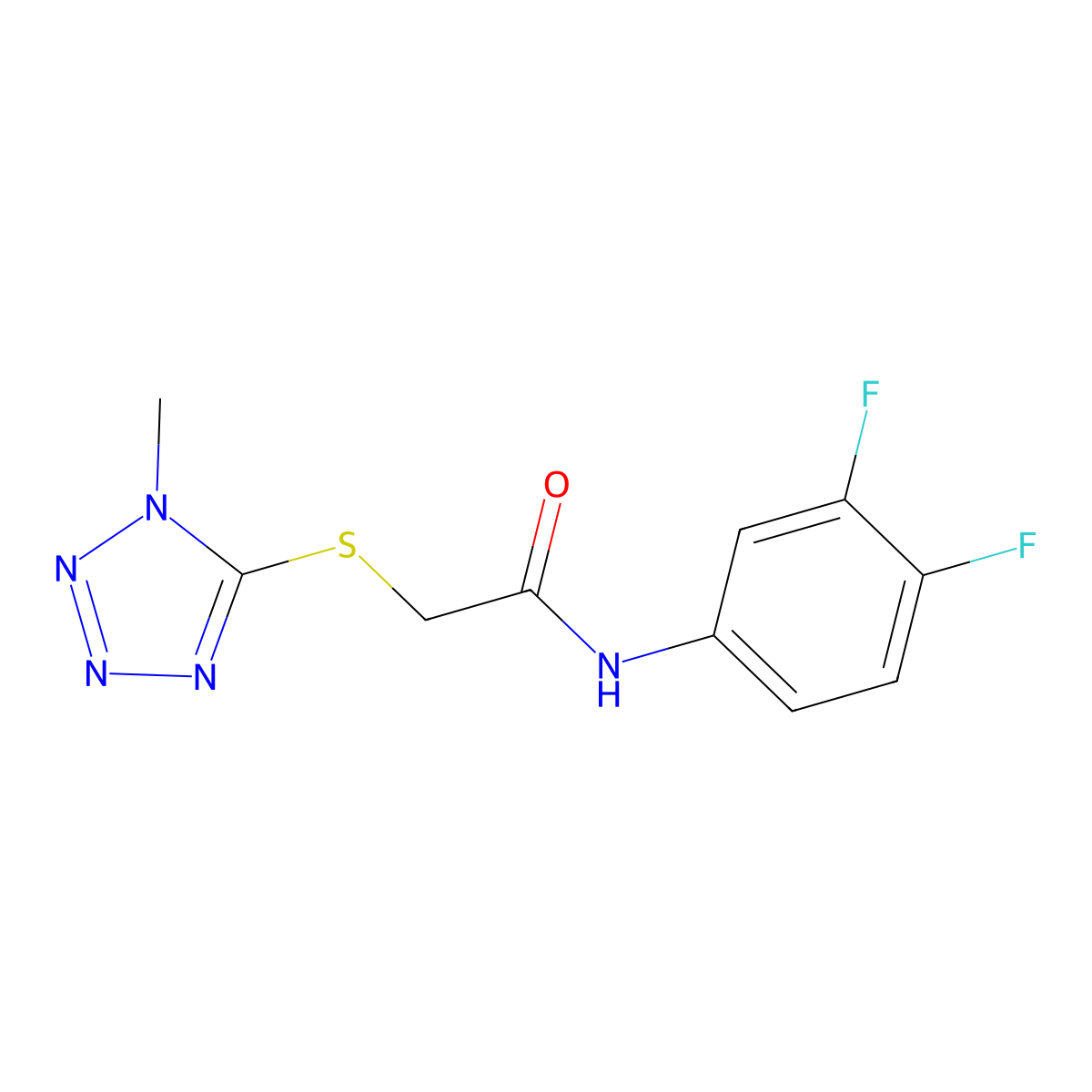 N-(3,4-Difluorophenyl)-2-[(1-methyl-1H-tetrazol-5-yl)thio]acetamide molecular structure, CAS 712344-79-1