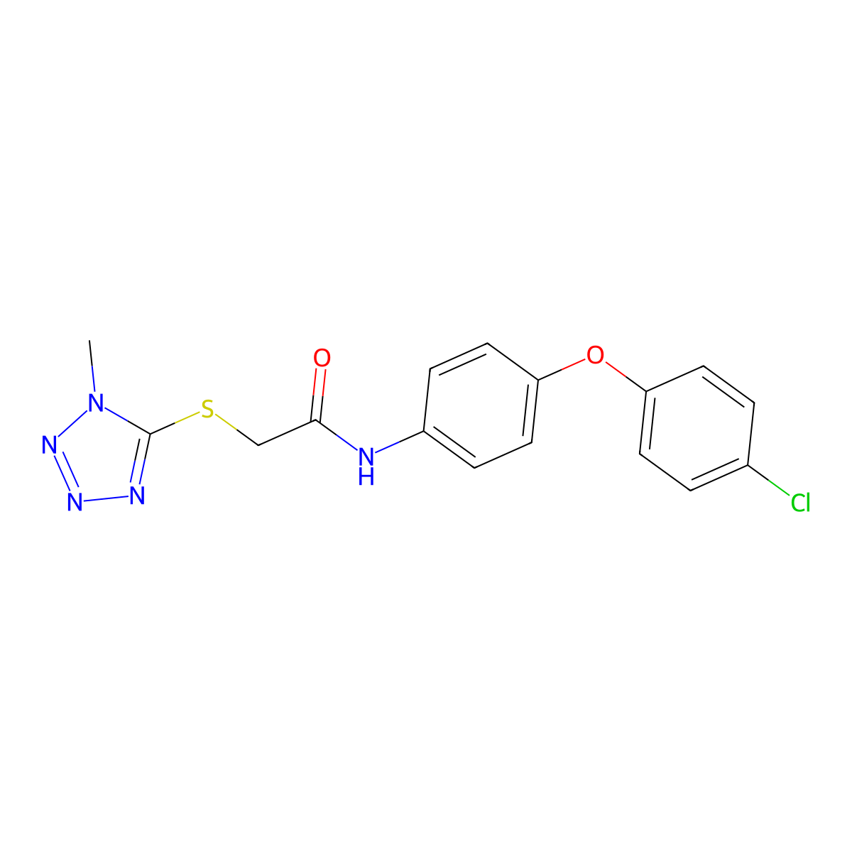 N-[4-(4-chlorophenoxy)phenyl]-2-(1-methyltetrazol-5-yl)sulfanylacetamide molecular structure, CAS 712344-81-5
