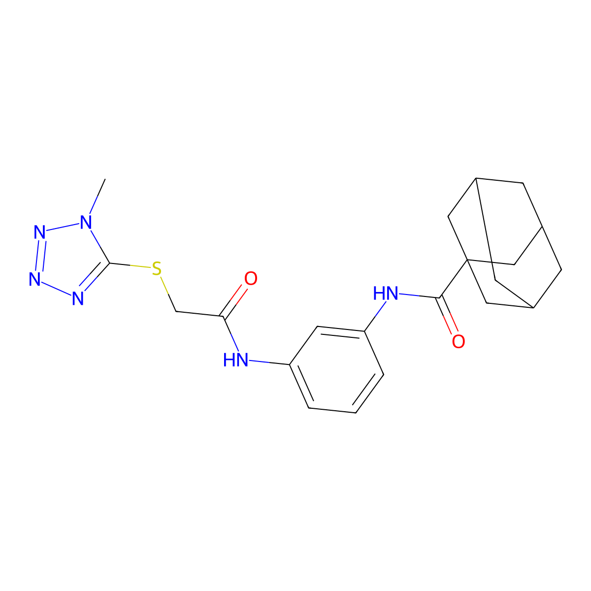 N-[3-[[2-(1-methyltetrazol-5-yl)sulfanylacetyl]amino]phenyl]adamantane-1-carboxamide molecular structure, CAS 712344-82-6