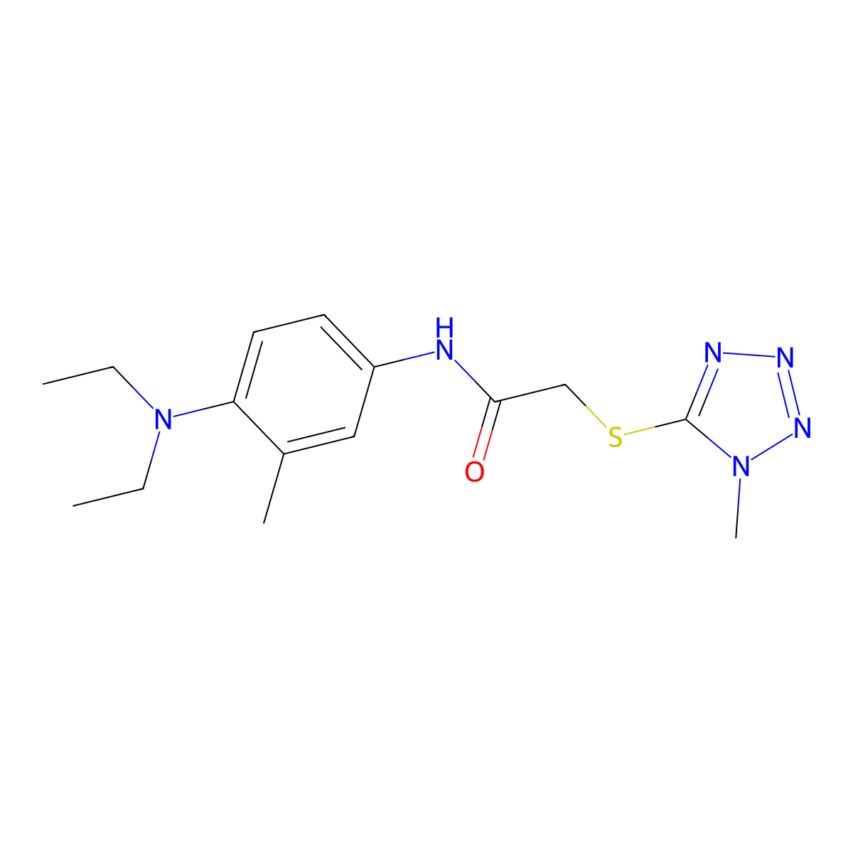 N-[4-(diethylamino)-3-methylphenyl]-2-(1-methyltetrazol-5-yl)sulfanylacetamide molecular structure, CAS 712344-83-7
