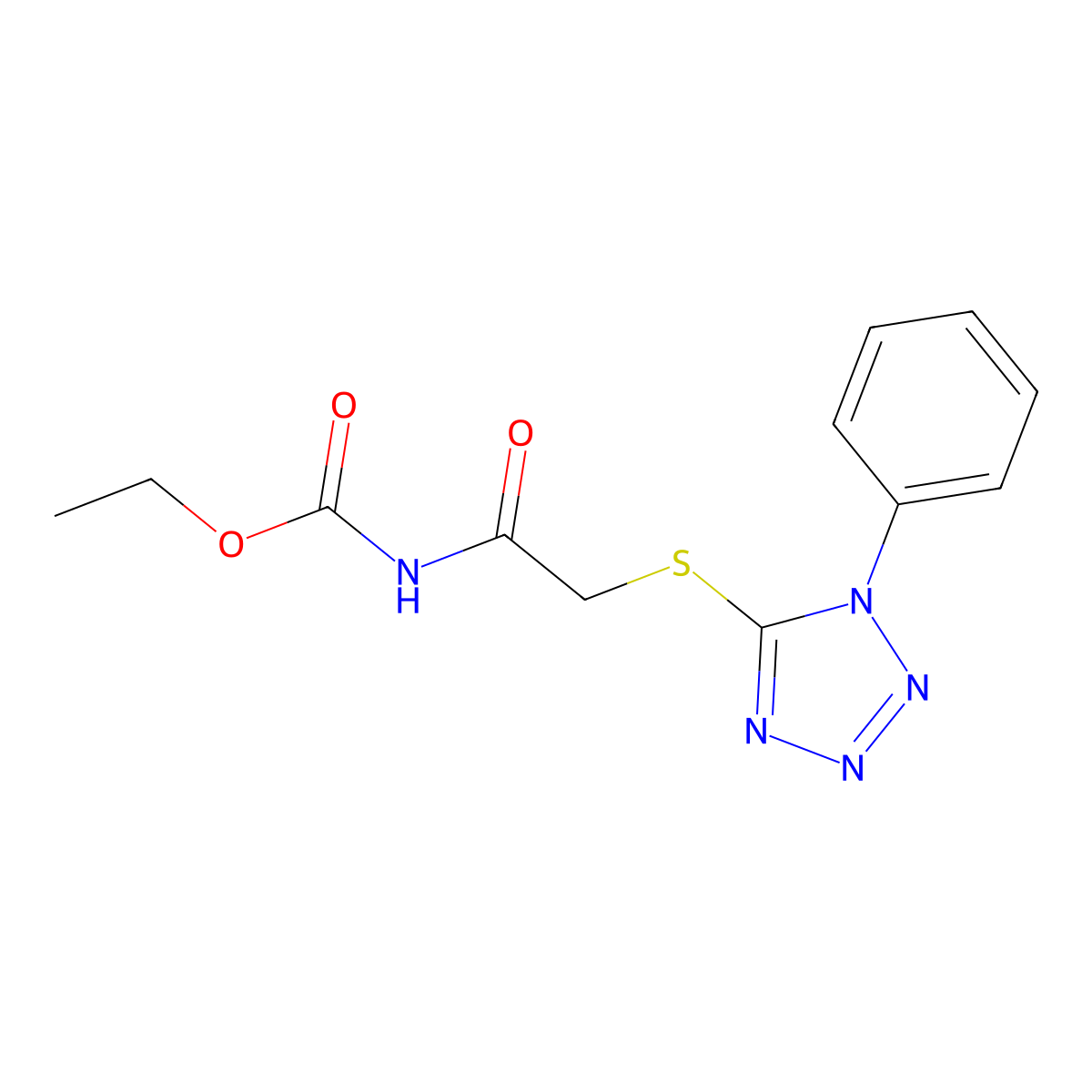 ethyl N-[2-(1-phenyltetrazol-5-yl)sulfanylacetyl]carbamate molecular structure, CAS 712344-84-8