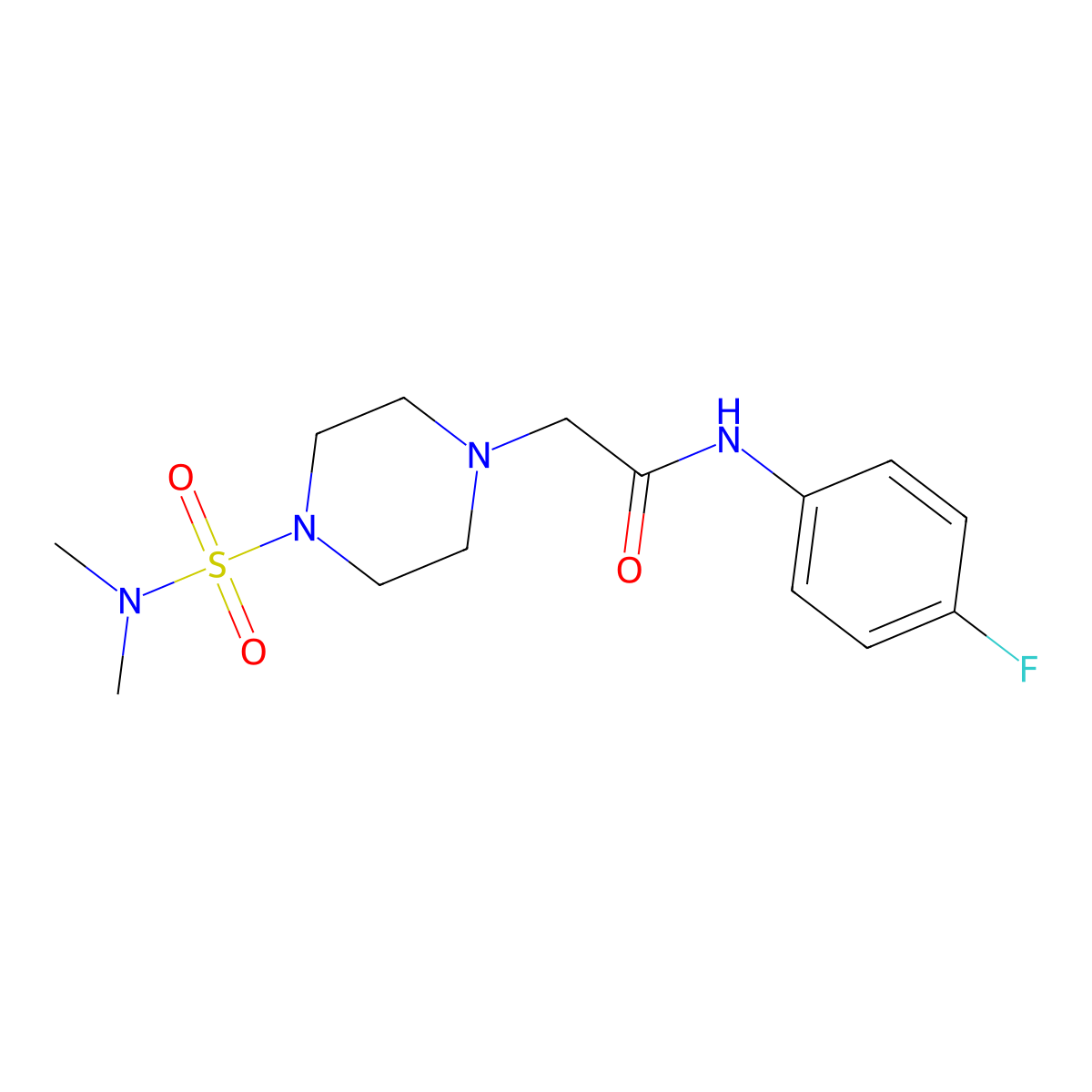 2-[4-(dimethylsulfamoyl)piperazin-1-yl]-N-(4-fluorophenyl)acetamide molecular structure, CAS 712344-95-1