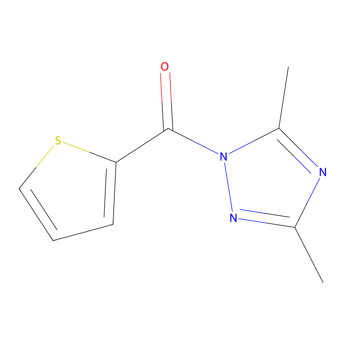 3,5-dimethyl-1-(thiophene-2-carbonyl)-1H-1,2,4-triazole molecular structure, CAS 712345-00-1