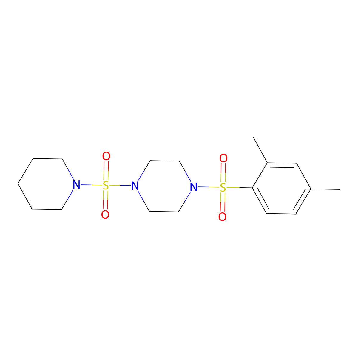 1-[(2,4-Dimethylphenyl)sulfonyl]-4-(1-piperidinylsulfonyl)piperazine molecular structure, CAS 712345-01-2
