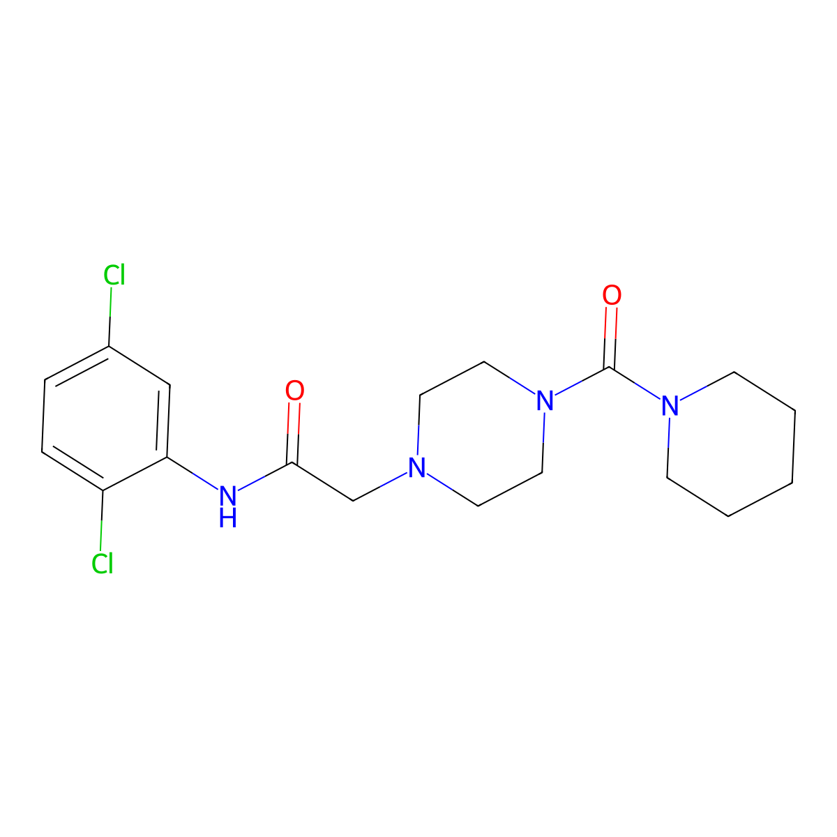 N-(2,5-dichlorophenyl)-2-(4-(piperidine-1-carbonyl)piperazin-1-yl)acetamide molecular structure, CAS 712345-03-4