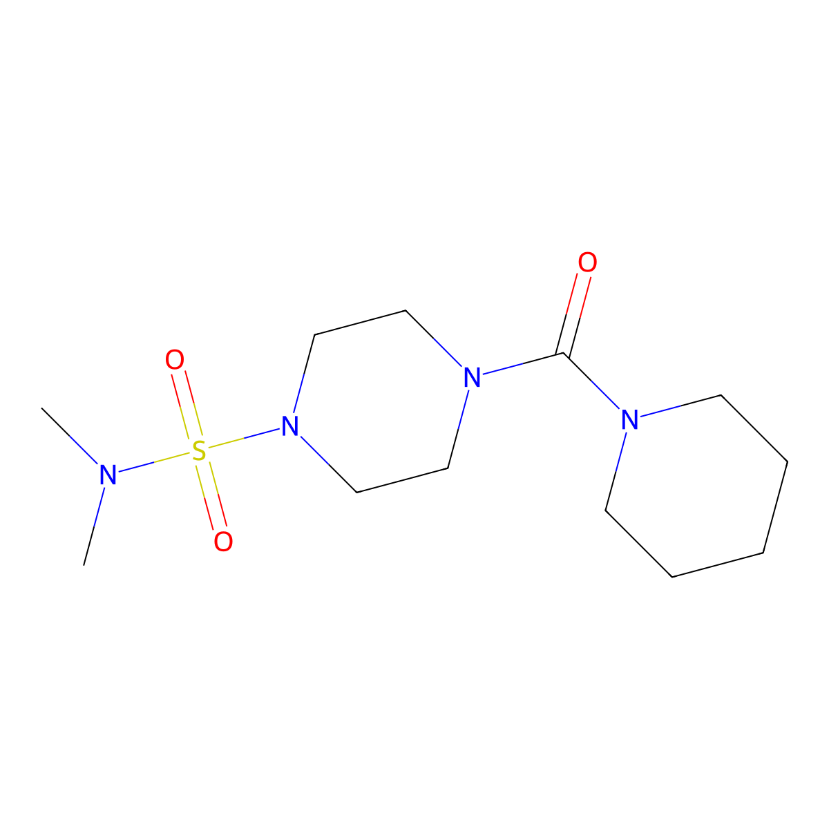 N,N-dimethyl-4-(piperidine-1-carbonyl)piperazine-1-sulfonamide molecular structure, CAS 712345-06-7