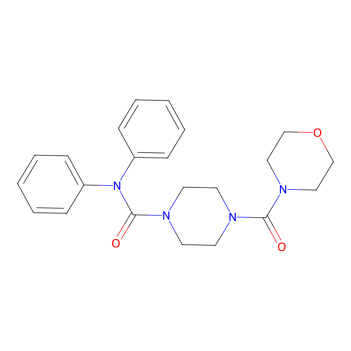 4-(morpholine-4-carbonyl)-N,N-diphenylpiperazine-1-carboxamide molecular structure, CAS 712345-07-8