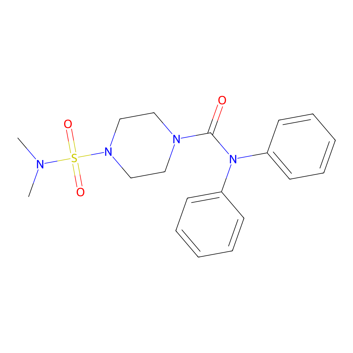 4-(dimethylsulfamoyl)-N,N-diphenylpiperazine-1-carboxamide molecular structure, CAS 712345-08-9