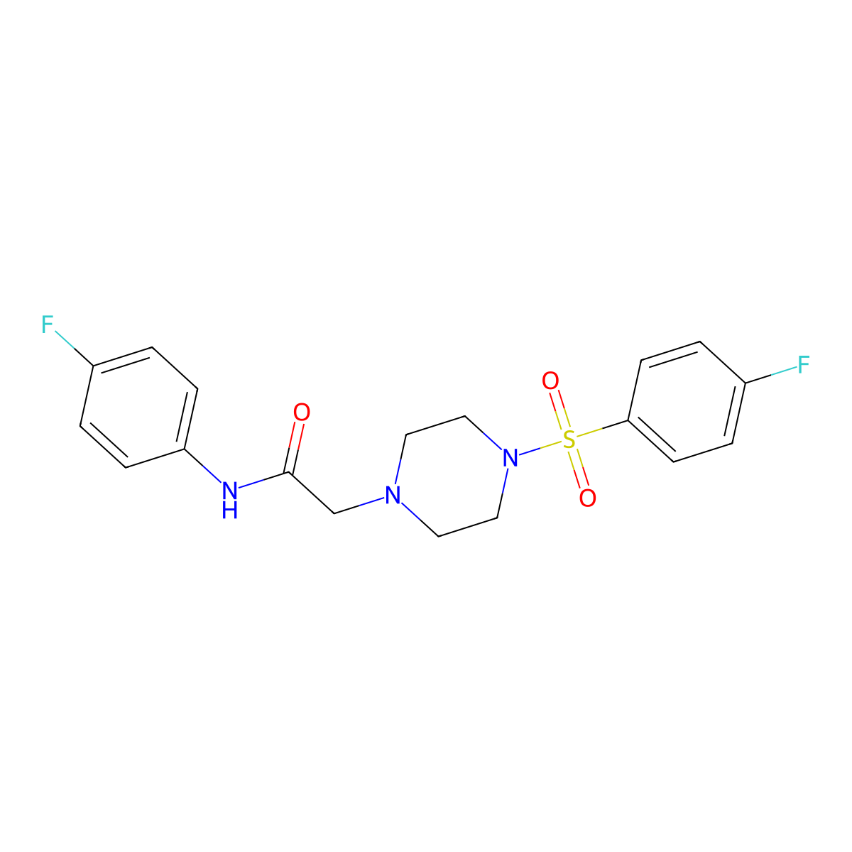 N-(4-fluorophenyl)-2-[4-(4-fluorophenyl)sulfonylpiperazin-1-yl]acetamide molecular structure, CAS 712345-09-0