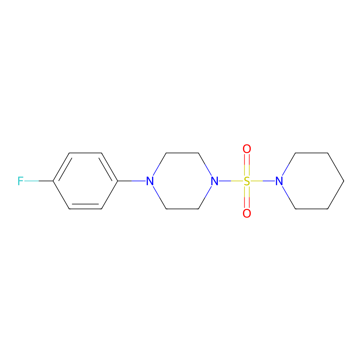 1-(4-Fluorophenyl)-4-piperidin-1-ylsulfonylpiperazine molecular structure, CAS 712345-13-6