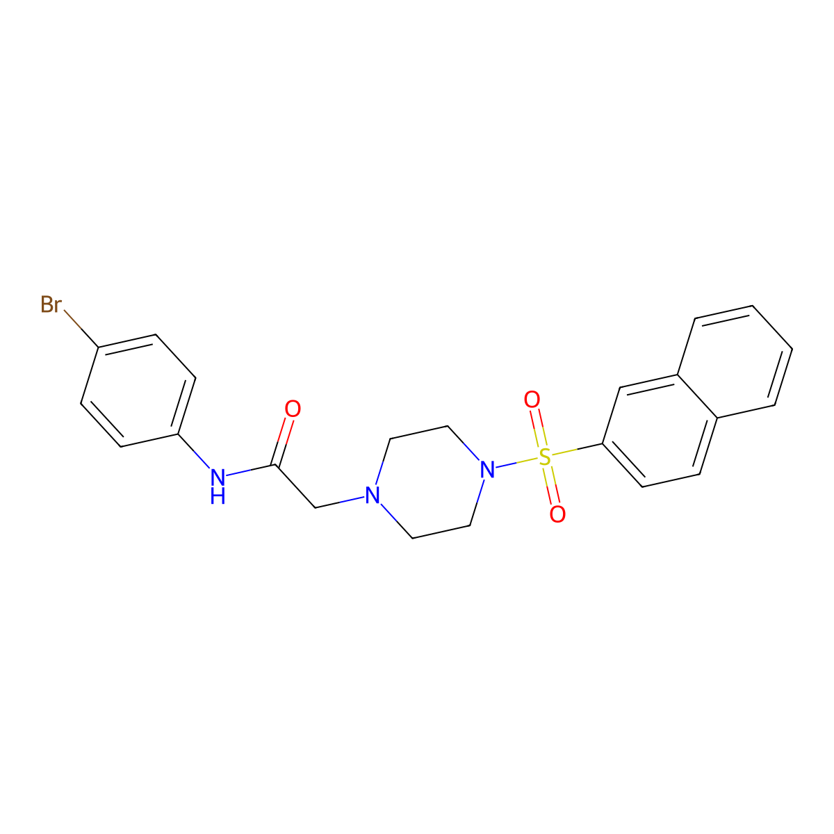 N-(4-bromophenyl)-2-[4-(2-naphthylsulfonyl)piperazinyl]acetamide molecular structure, CAS 712345-14-7