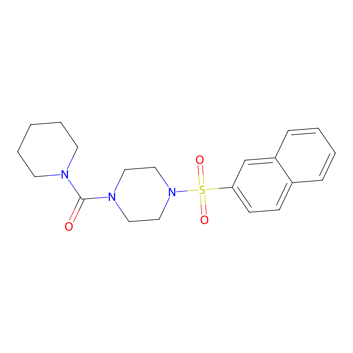 1-(Naphthalene-2-sulfonyl)-4-(piperidine-1-carbonyl)piperazine molecular structure, CAS 712345-18-1