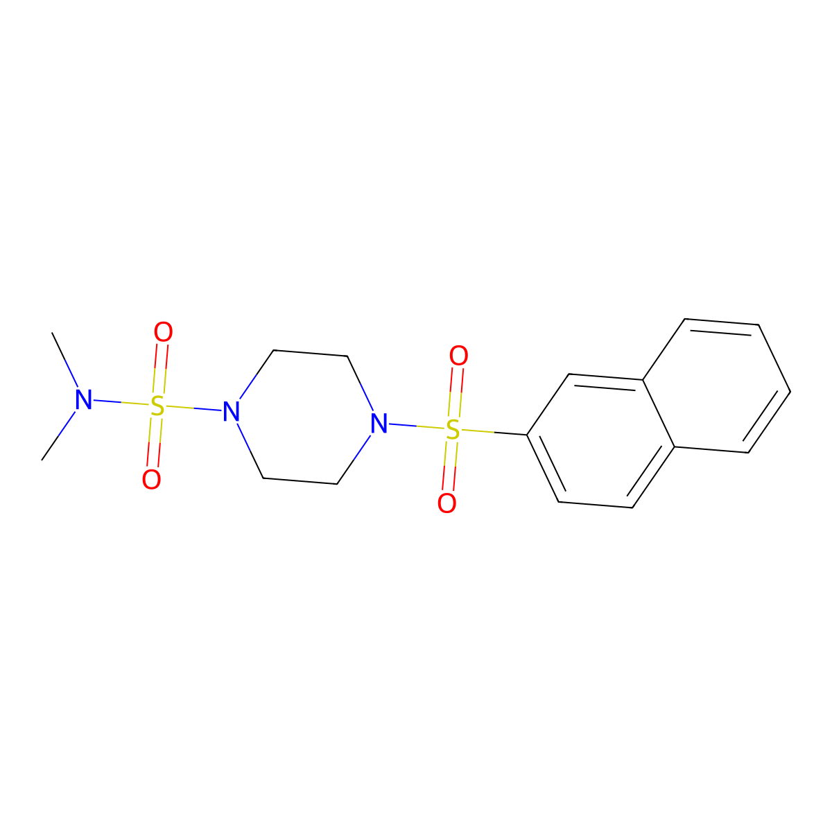 N,N-dimethyl-4-naphthalen-2-ylsulfonylpiperazine-1-sulfonamide molecular structure, CAS 712345-21-6