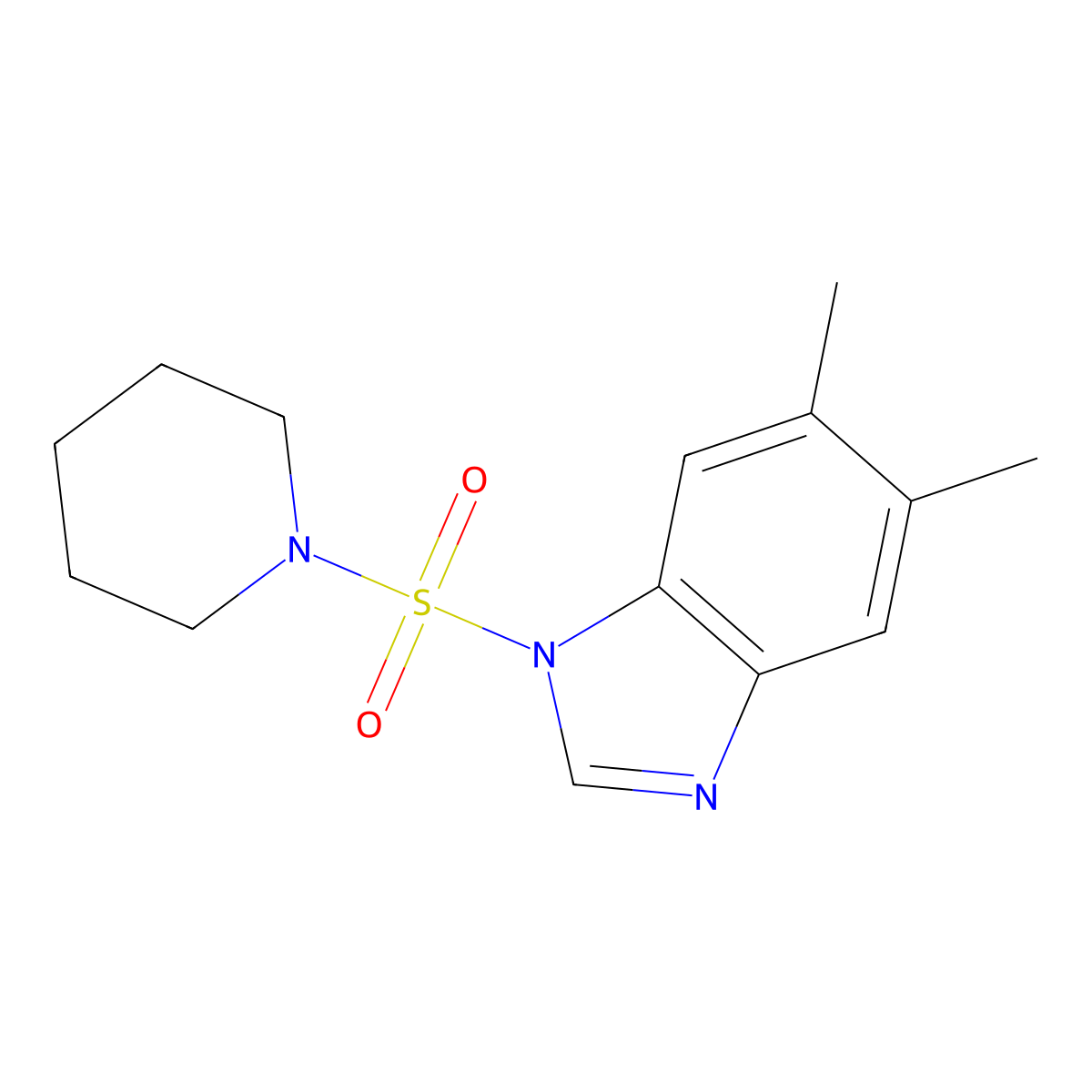 5,6-dimethyl-1-(1-piperidinylsulfonyl)-1H-benzimidazole molecular structure, CAS 712345-37-4
