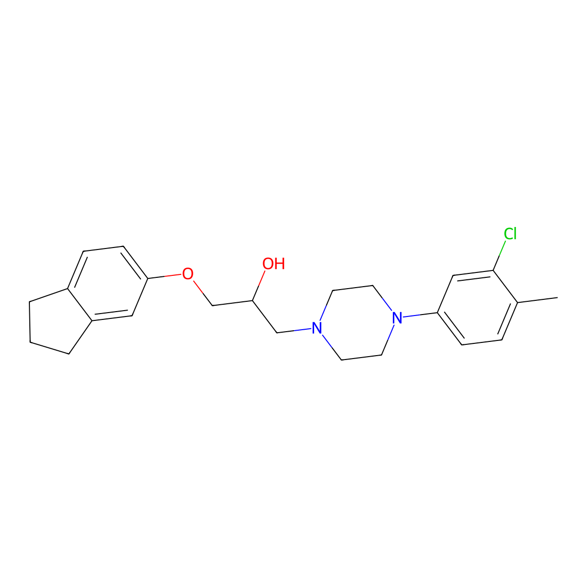 1-[4-(3-chloro-4-methylphenyl)piperazin-1-yl]-3-(2,3-dihydro-1H-inden-5-yloxy)propan-2-ol molecular structure, CAS 712345-44-3