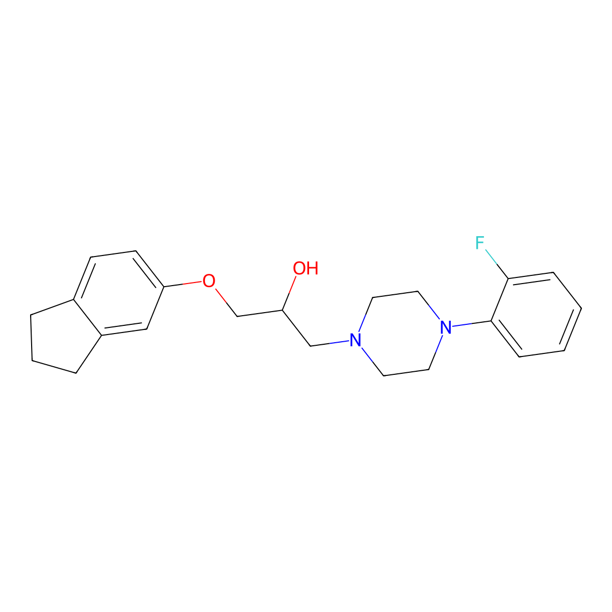1-(2,3-dihydro-1H-inden-5-yloxy)-3-[4-(2-fluorophenyl)piperazin-1-yl]propan-2-ol molecular structure, CAS 712345-49-8