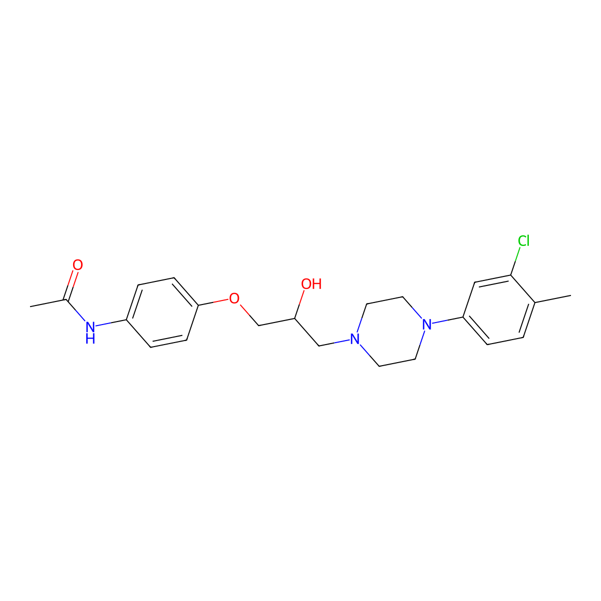 N-(4-{3-[4-(3-chloro-4-methylphenyl)-1-piperazinyl]-2-hydroxypropoxy}phenyl)acetamide molecular structure, CAS 712345-50-1