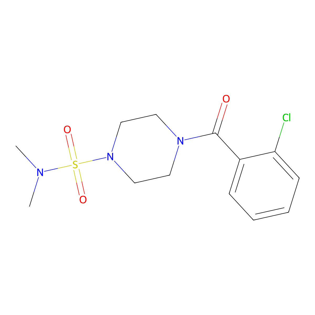 4-(2-chlorobenzoyl)-N,N-dimethylpiperazine-1-sulfonamide molecular structure, CAS 712345-55-6