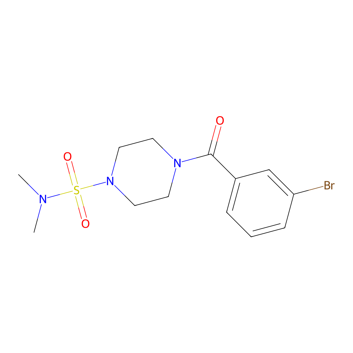 4-(3-bromobenzoyl)-N,N-dimethylpiperazine-1-sulfonamide molecular structure, CAS 712345-56-7
