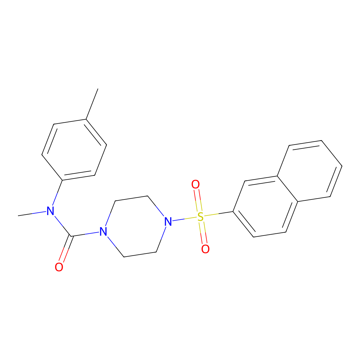 N-methyl-N-(4-methylphenyl)-4-(2-naphthylsulfonyl)-1-piperazinecarboxamide molecular structure, CAS 712345-61-4
