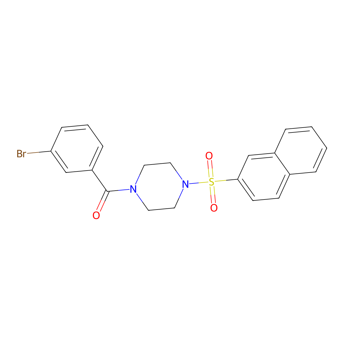 (3-Bromophenyl)-(4-naphthalen-2-ylsulfonylpiperazin-1-yl)methanone molecular structure, CAS 712345-63-6