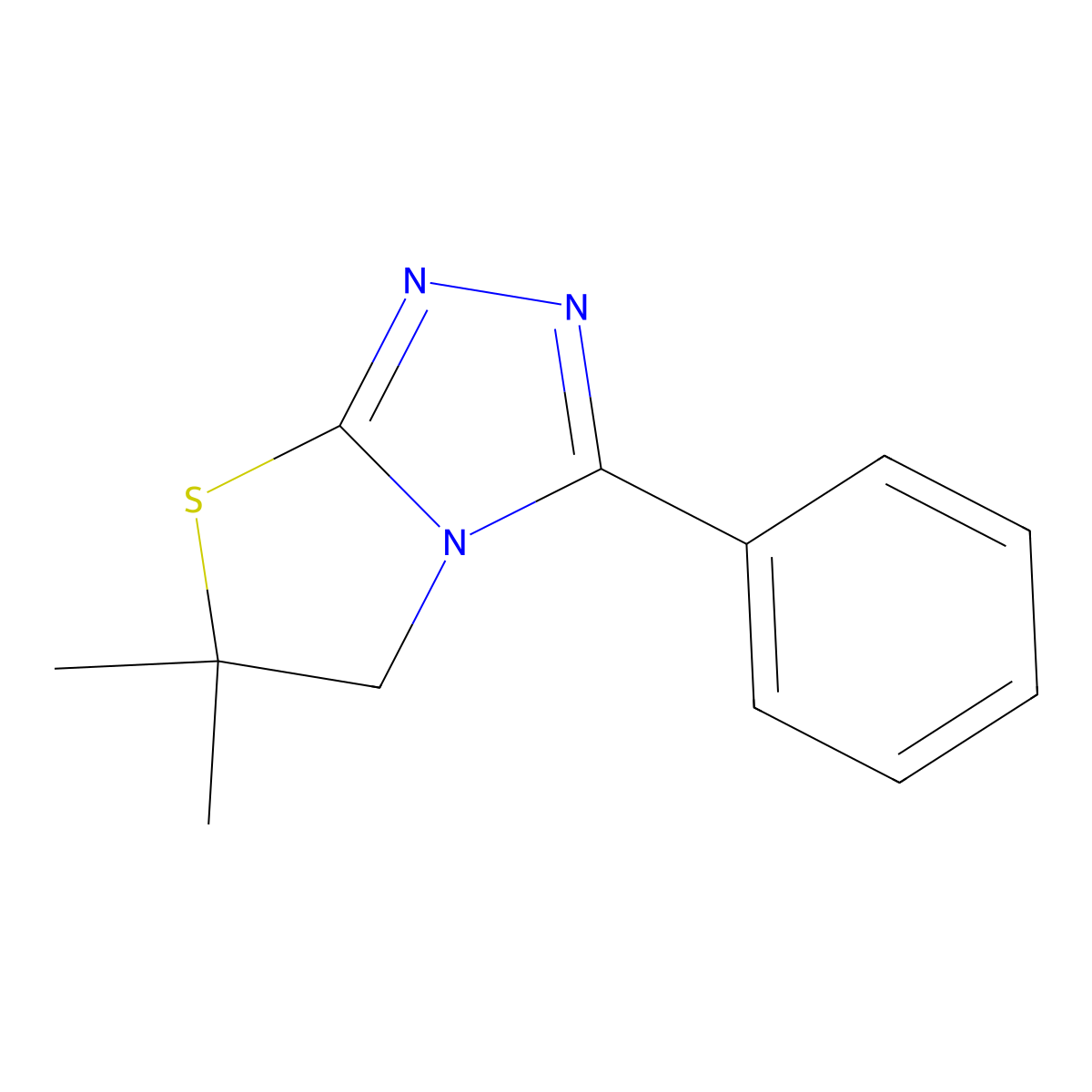 6,6-dimethyl-3-phenyl-5H-[1,3]thiazolo[2,3-c][1,2,4]triazole molecular structure, CAS 712346-03-7