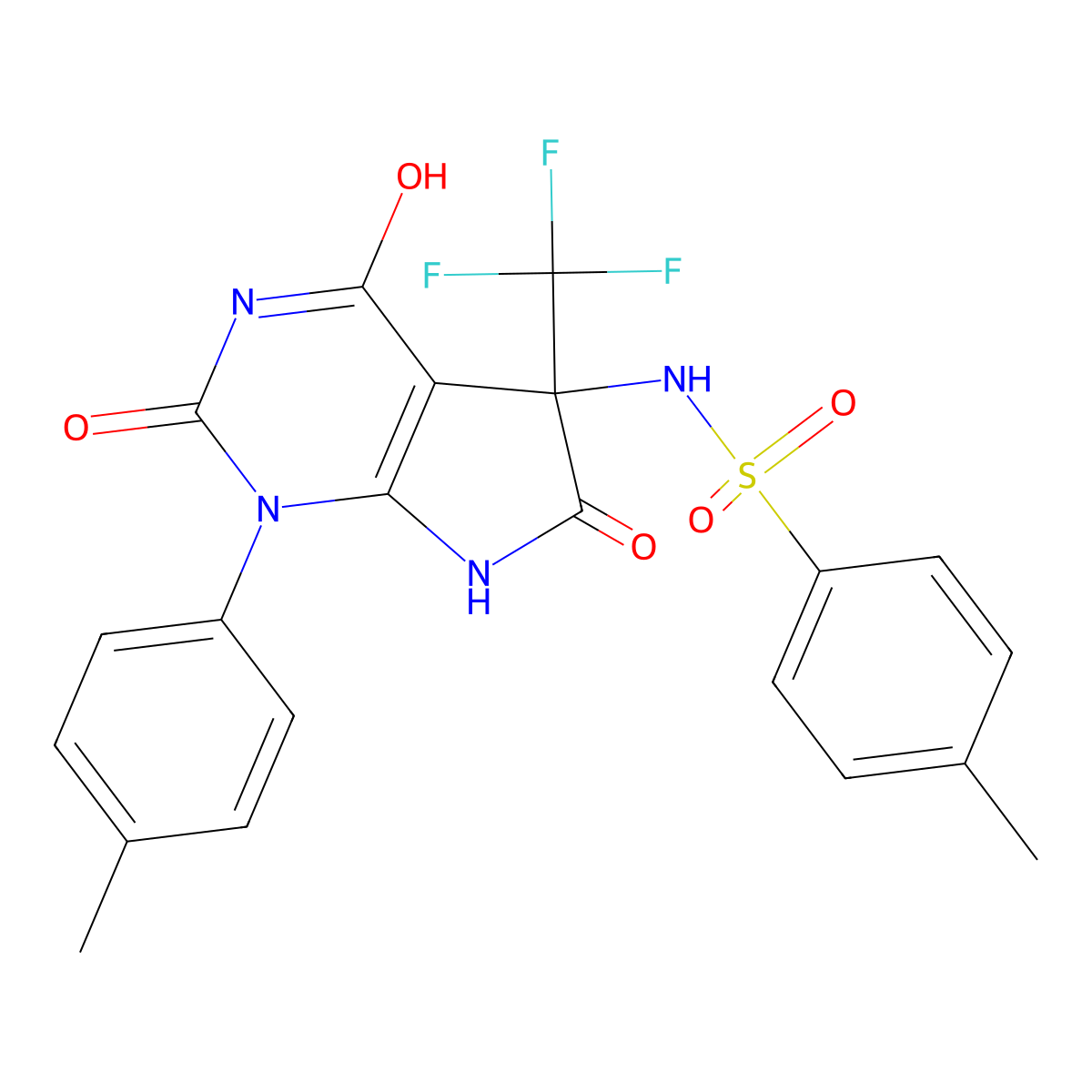 4-methyl-N-[1-(4-methylphenyl)-2,4,6-trioxo-5-(trifluoromethyl)-7H-pyrrolo[2,3-d]pyrimidin-5-yl]benzenesulfonamide molecular structure, CAS 712346-09-3