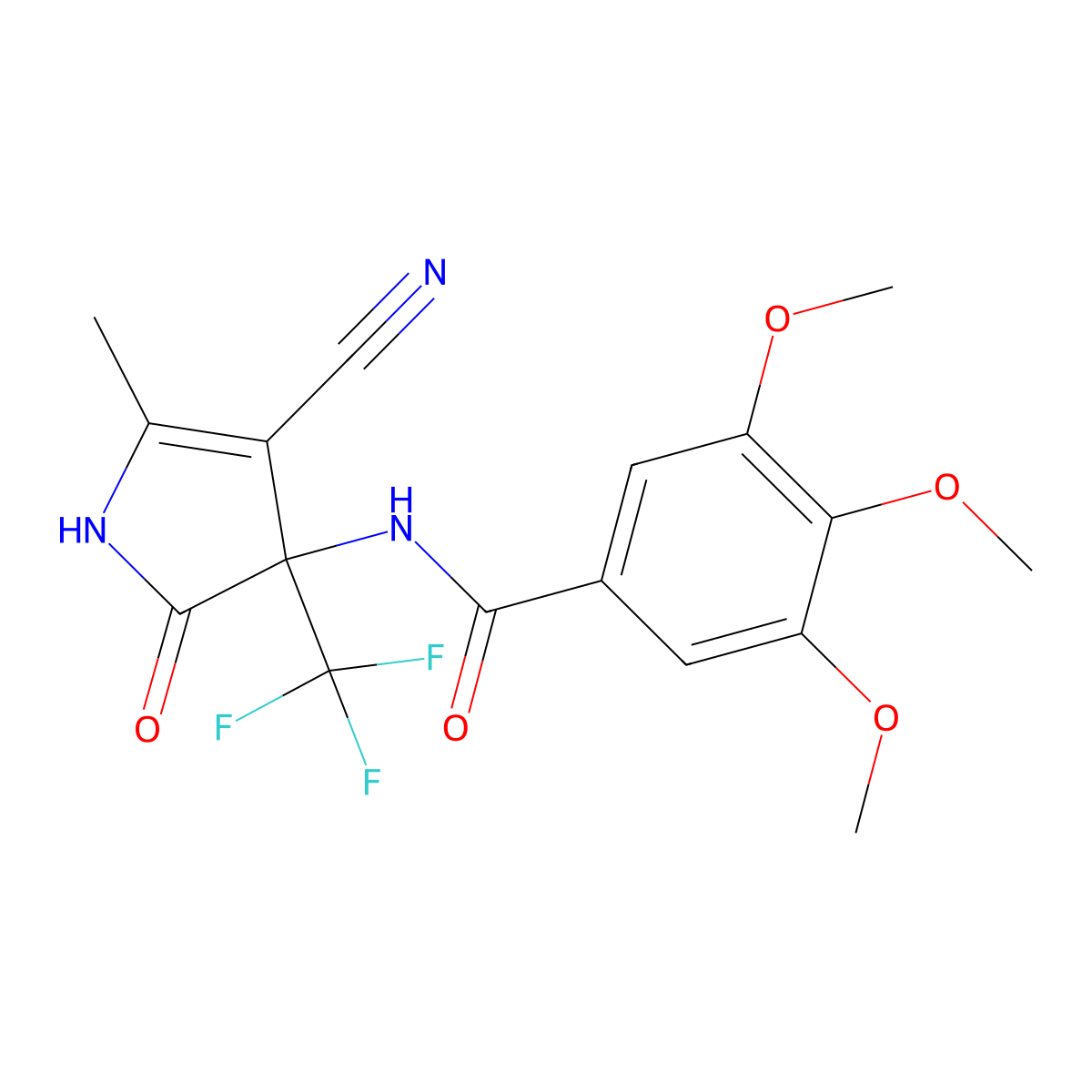 N-[4-cyano-5-methyl-2-oxo-3-(trifluoromethyl)-1H-pyrrol-3-yl]-3,4,5-trimethoxybenzamide molecular structure, CAS 712346-23-1