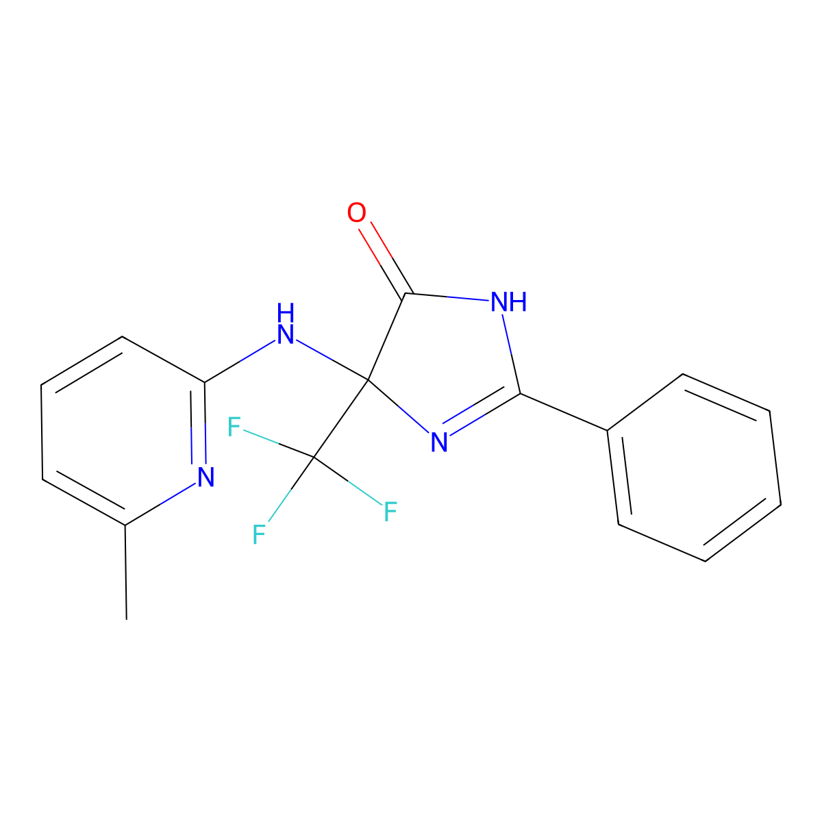 4-[(6-methylpyridin-2-yl)amino]-2-phenyl-4-(trifluoromethyl)-1H-imidazol-5-one molecular structure, CAS 712346-46-8