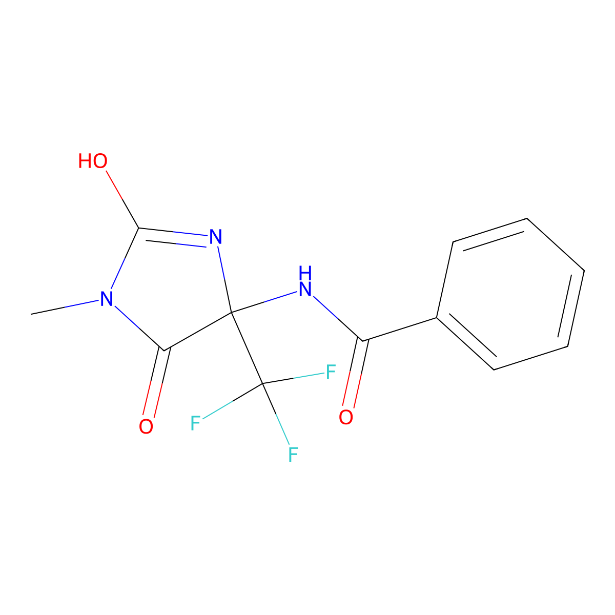 N-[1-methyl-2,5-dioxo-4-(trifluoromethyl)imidazolidin-4-yl]benzamide molecular structure, CAS 712346-48-0