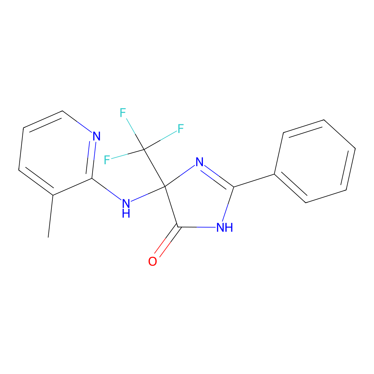 4-[(3-methylpyridin-2-yl)amino]-2-phenyl-4-(trifluoromethyl)-1H-imidazol-5-one molecular structure, CAS 712346-50-4