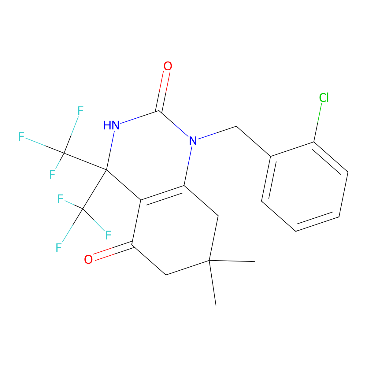 1-[(2-chlorophenyl)methyl]-7,7-dimethyl-4,4-bis(trifluoromethyl)-6,8-dihydro-3H-quinazoline-2,5-dione molecular structure, CAS 712346-62-8