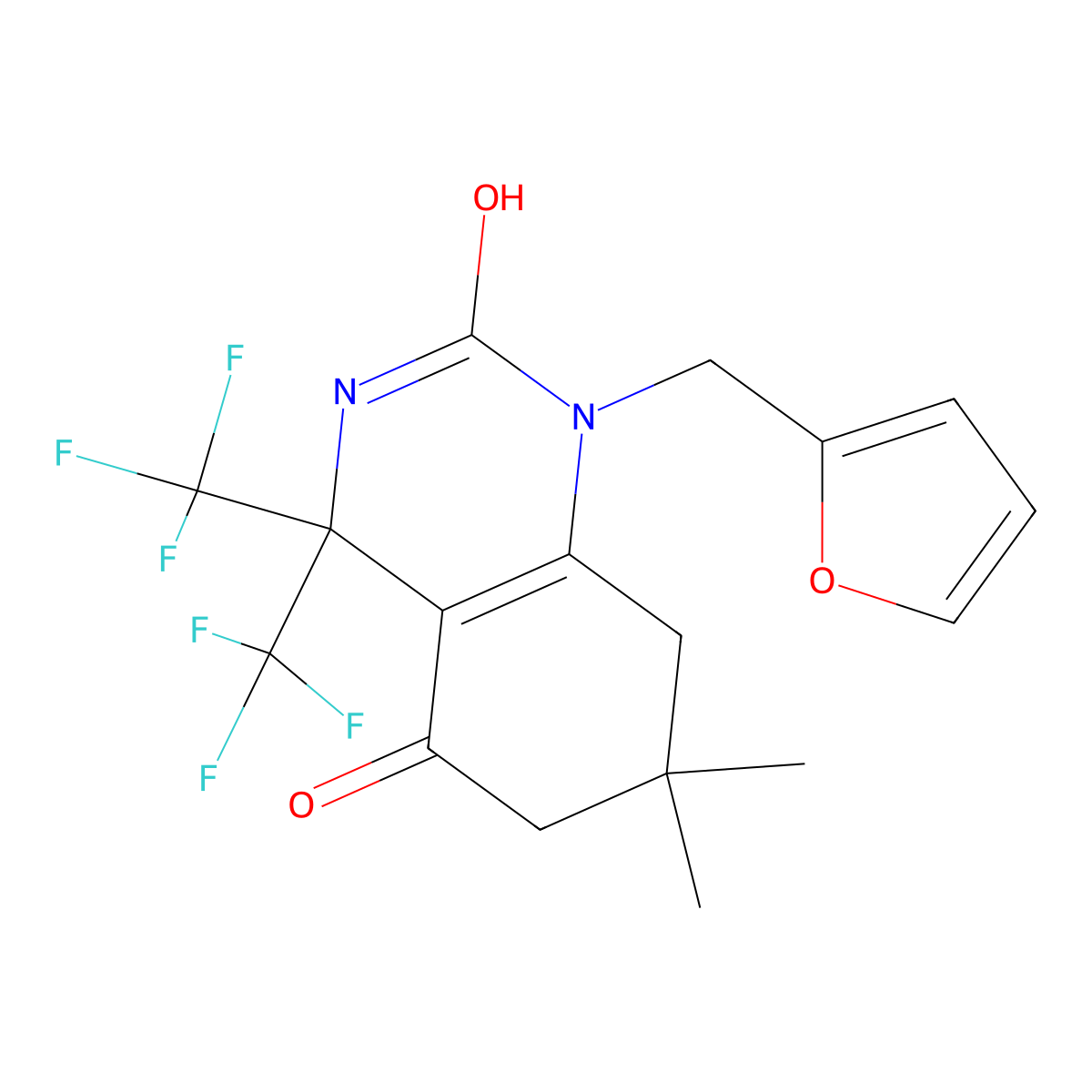 1-(furan-2-ylmethyl)-7,7-dimethyl-4,4-bis(trifluoromethyl)-6,8-dihydro-3H-quinazoline-2,5-dione molecular structure, CAS 712346-63-9