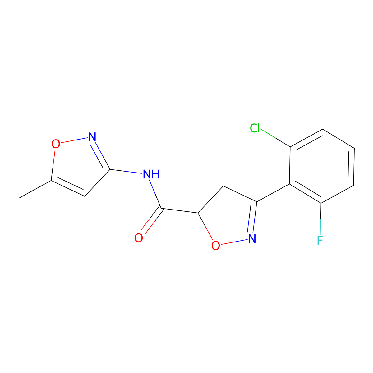 3-(2-chloro-6-fluorophenyl)-N-(5-methyl-3-isoxazolyl)-4,5-dihydro-5-isoxazolecarboxamide molecular structure, CAS 712347-04-1