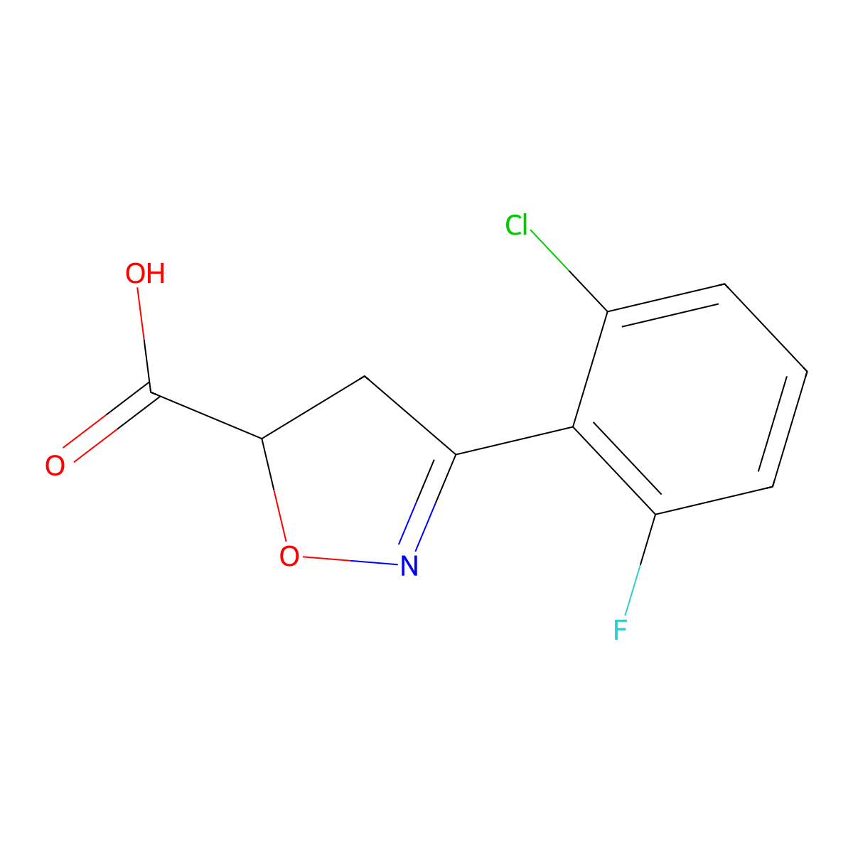 3-(2-Chloro-6-fluorophenyl)-4,5-dihydro-1,2-oxazole-5-carboxylic acid molecular structure, CAS 712347-12-1