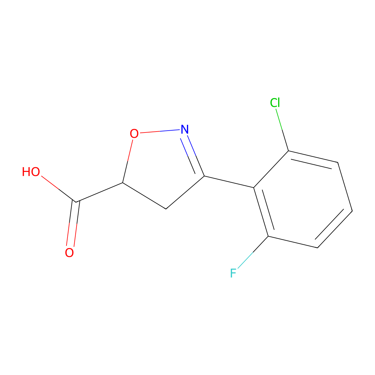 3-(2-Chloro-6-fluorophenyl)-4,5-dihydro-1,2-oxazole-5-carboxylic acid molecular structure, CAS 712347-12-1