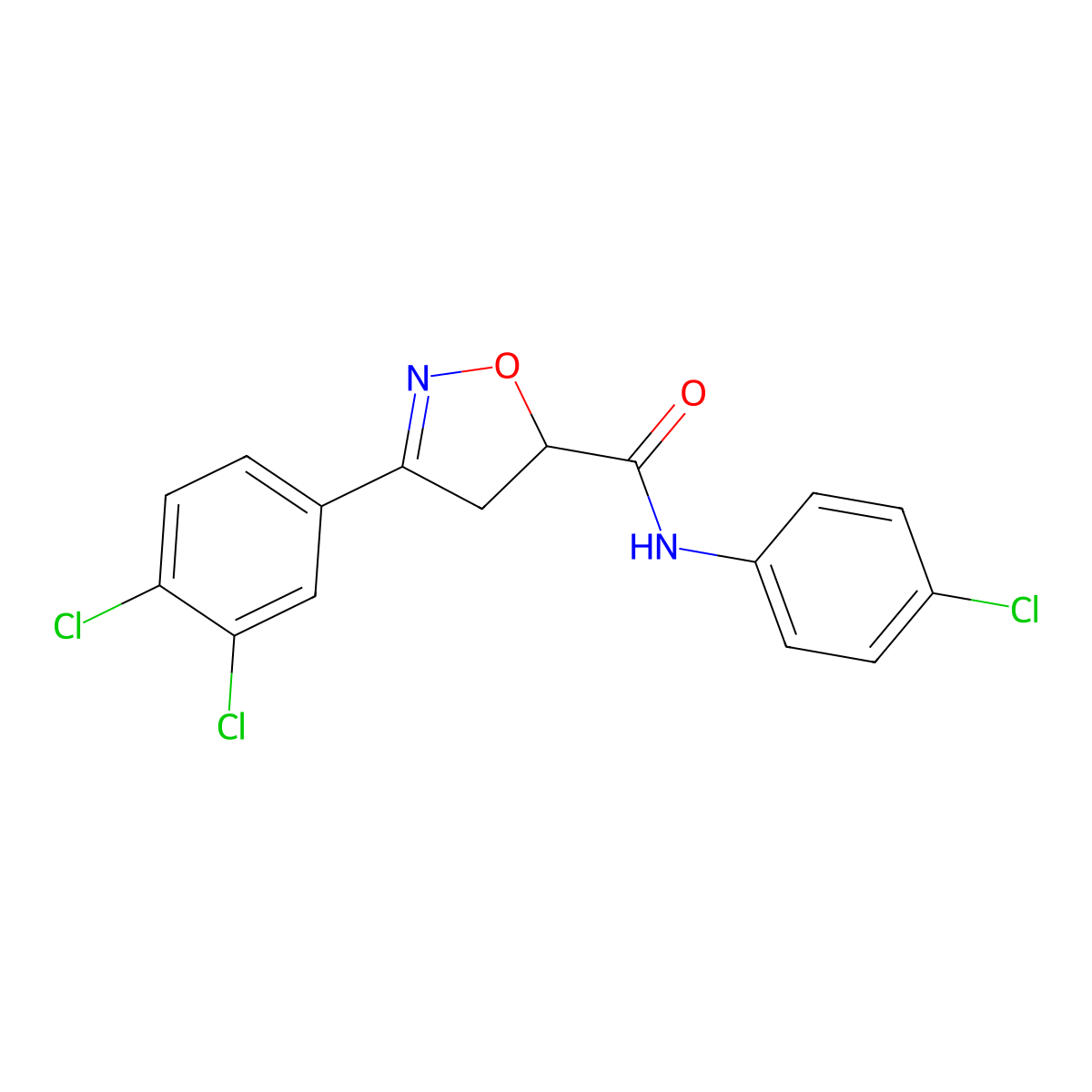 N-(4-Chlorophenyl)-3-(3,4-dichlorophenyl)-4,5-dihydro-5-isoxazolecarboxamide molecular structure, CAS 712347-13-2