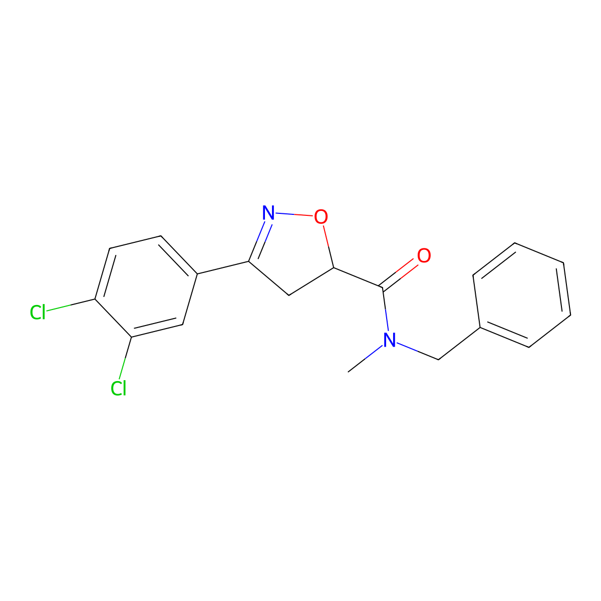 N-benzyl-3-(3,4-dichlorophenyl)-N-methyl-4,5-dihydro-1,2-oxazole-5-carboxamide molecular structure, CAS 712347-24-5