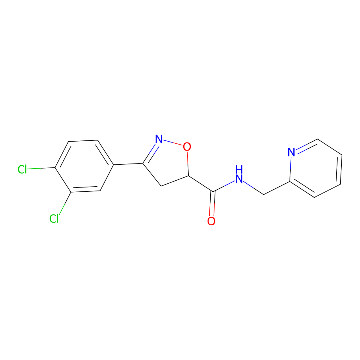 3-(3,4-dichlorophenyl)-N-(pyridin-2-ylmethyl)-4,5-dihydro-1,2-oxazole-5-carboxamide molecular structure, CAS 712347-29-0